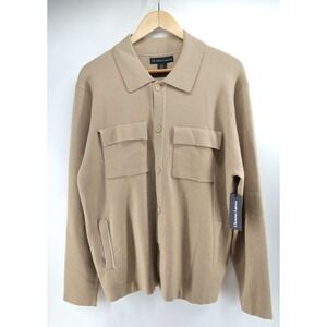 Christian Lacroix Shirt Men‎ Button Sweater Rayon blend pockets brown Medium